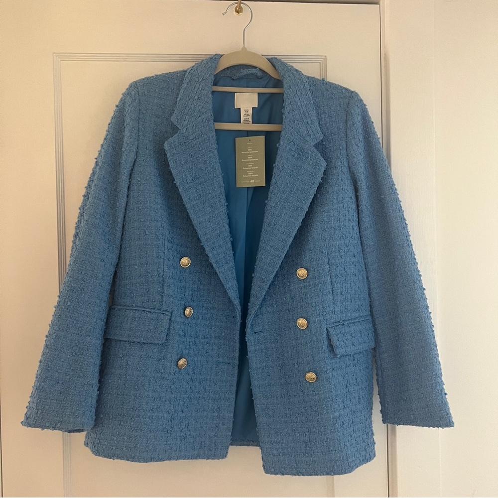 H&M BLUE TWEED BLAZER